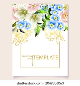 Romantic wedding invitation card. Wedding, marriage, bridal, birthday, Valentine's day.