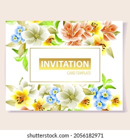 Romantic wedding invitation card. Wedding, marriage, bridal, birthday, Valentine's day.