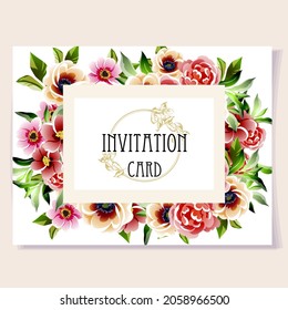 Romantic wedding invitation card. Wedding, marriage, bridal, birthday, Valentine's day.