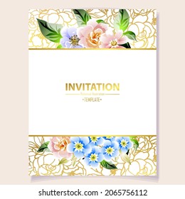 Romantic wedding invitation card. Wedding, marriage, bridal, birthday, Valentine's day.
