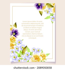 Romantic wedding invitation card. Wedding, marriage, bridal, birthday, Valentine's day.