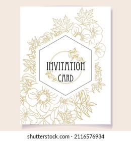 Romantic wedding invitation card. Wedding, marriage, bridal, birthday, Valentine's day.