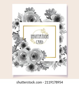 Romantic wedding invitation card. Wedding, marriage, bridal, birthday, Valentine's day.