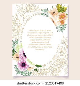 Romantic wedding invitation card. Wedding, marriage, bridal, birthday, Valentine's day.