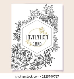 Romantic wedding invitation card. Wedding, marriage, bridal, birthday, Valentine's day.