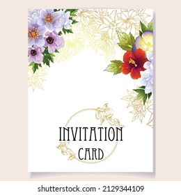 Romantic wedding invitation card. Wedding, marriage, bridal, birthday, Valentine's day.