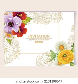 Romantic wedding invitation card. Wedding, marriage, bridal, birthday, Valentine's day.