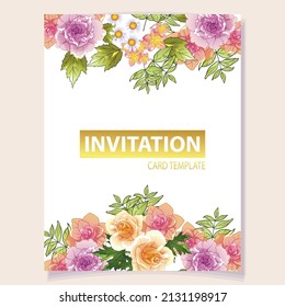 Romantic wedding invitation card. Wedding, marriage, bridal, birthday, Valentine's day.