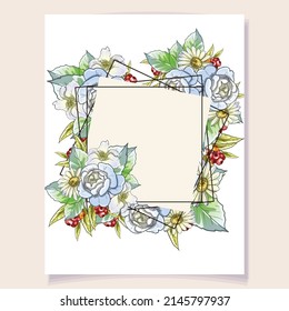 Romantic wedding invitation card. Wedding, marriage, bridal, birthday, Valentine's day.