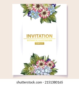 Romantic wedding invitation card. Wedding, marriage, bridal, birthday, Valentine's day.