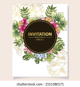 Romantic wedding invitation card. Wedding, marriage, bridal, birthday, Valentine's day.