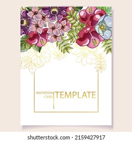 Romantic wedding invitation card. Wedding, marriage, bridal, birthday, Valentine's day.