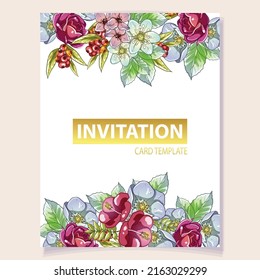 Romantic wedding invitation card. Wedding, marriage, bridal, birthday, Valentine's day.