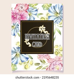 Romantic wedding invitation card. Wedding, marriage, bridal, birthday, Valentine's day.