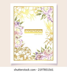 Romantic wedding invitation card. Wedding, marriage, bridal, birthday, Valentine's day.