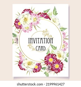 Romantic wedding invitation card. Wedding, marriage, bridal, birthday, Valentine's day.