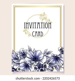 Romantic wedding invitation card. Wedding, marriage, bridal, birthday, Valentine's day.