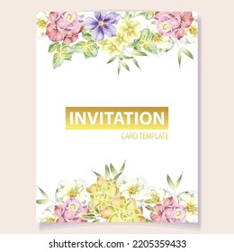 Romantic wedding invitation card. Wedding, marriage, bridal, birthday, Valentine's day.