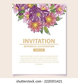 Romantic wedding invitation card. Wedding, marriage, bridal, birthday, Valentine's day.