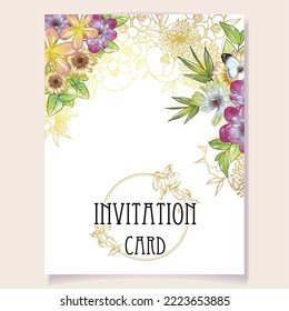 Romantic wedding invitation card. Wedding, marriage, bridal, birthday, Valentine's day.