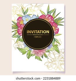 Romantic wedding invitation card. Wedding, marriage, bridal, birthday, Valentine's day.