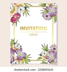 Romantic wedding invitation card. Wedding, marriage, bridal, birthday, Valentine's day.