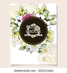 Romantic wedding invitation card. Wedding, marriage, bridal, birthday, Valentine's day.