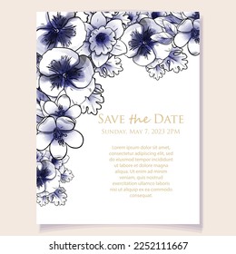 Romantic wedding invitation card. Wedding, marriage, bridal, birthday, Valentine's day.