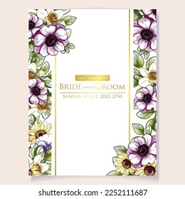 Romantic wedding invitation card. Wedding, marriage, bridal, birthday, Valentine's day.