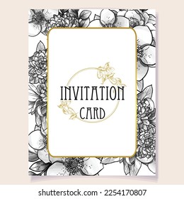 Romantic wedding invitation card. Wedding, marriage, bridal, birthday, Valentine's day.