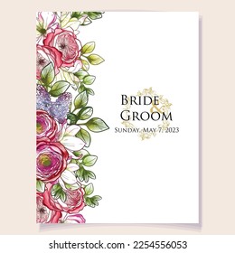 Romantic wedding invitation card. Wedding, marriage, bridal, birthday, Valentine's day.