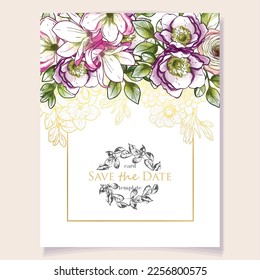 Romantic wedding invitation card. Wedding, marriage, bridal, birthday, Valentine's day.