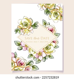 Romantic wedding invitation card. Wedding, marriage, bridal, birthday, Valentine's day.