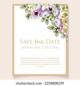 Romantic wedding invitation card. Wedding, marriage, bridal, birthday, Valentine's day.