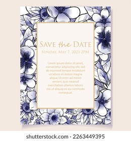 Romantic wedding invitation card. Wedding, marriage, bridal, birthday, Valentine's day.
