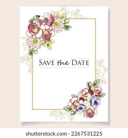 Romantic wedding invitation card. Wedding, marriage, bridal, birthday, Valentine's day.