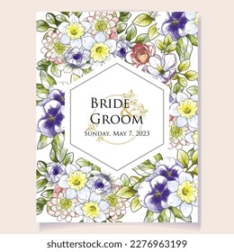 Romantic wedding invitation card. Wedding, marriage, bridal, birthday, Valentine's day.