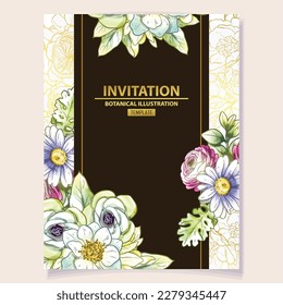 Romantic wedding invitation card. Wedding, marriage, bridal, birthday, Valentine's day.