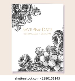 Romantic wedding invitation card. Wedding, marriage, bridal, birthday, Valentine's day.