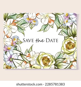 Romantic wedding invitation card. Wedding, marriage, bridal, birthday, Valentine's day.