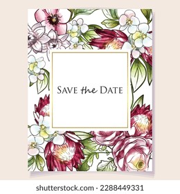 Romantic wedding invitation card. Wedding, marriage, bridal, birthday, Valentine's day.