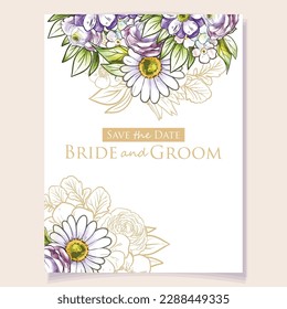 Romantic wedding invitation card. Wedding, marriage, bridal, birthday, Valentine's day.