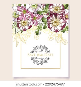 Romantic wedding invitation card. Wedding, marriage, bridal, birthday, Valentine's day.