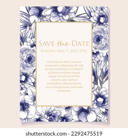 Romantic wedding invitation card. Wedding, marriage, bridal, birthday, Valentine's day.