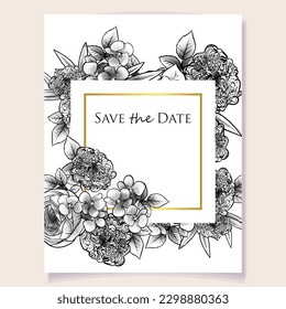 Romantic wedding invitation card. Wedding, marriage, bridal, birthday, Valentine's day.