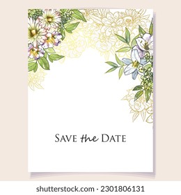 Romantic wedding invitation card. Wedding, marriage, bridal, birthday, Valentine's day.