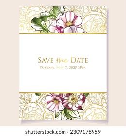 Romantic wedding invitation card. Wedding, marriage, bridal, birthday, Valentine's day.