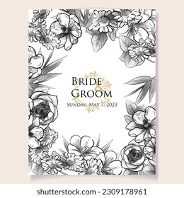 Romantic wedding invitation card. Wedding, marriage, bridal, birthday, Valentine's day.