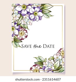 Romantic wedding invitation card. Wedding, marriage, bridal, birthday, Valentine's day.