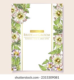 Romantic wedding invitation card. Wedding, marriage, bridal, birthday, Valentine's day.